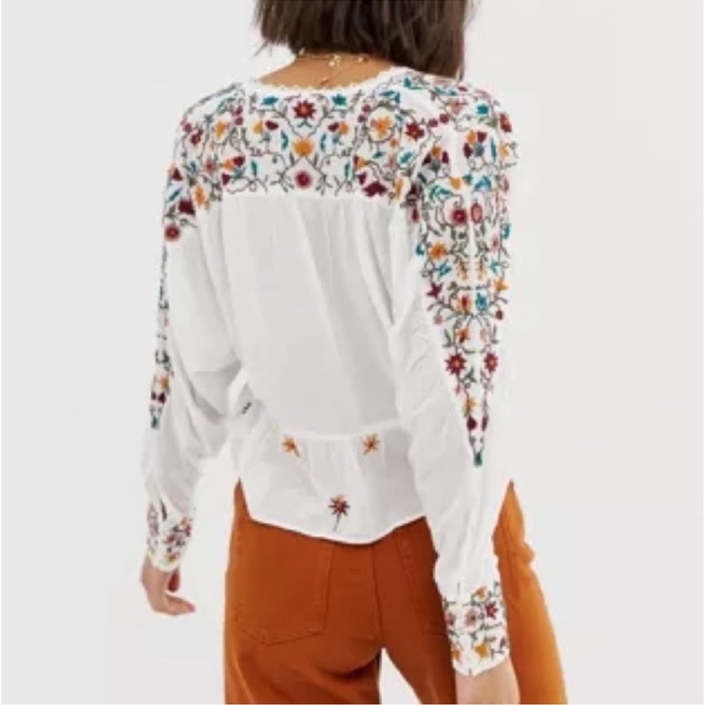 FREE PEOPLE AVA EMBROIDERY BLOUSE -  Off white Large